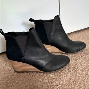 Toms Black and Tan Wedge Ankle Boots